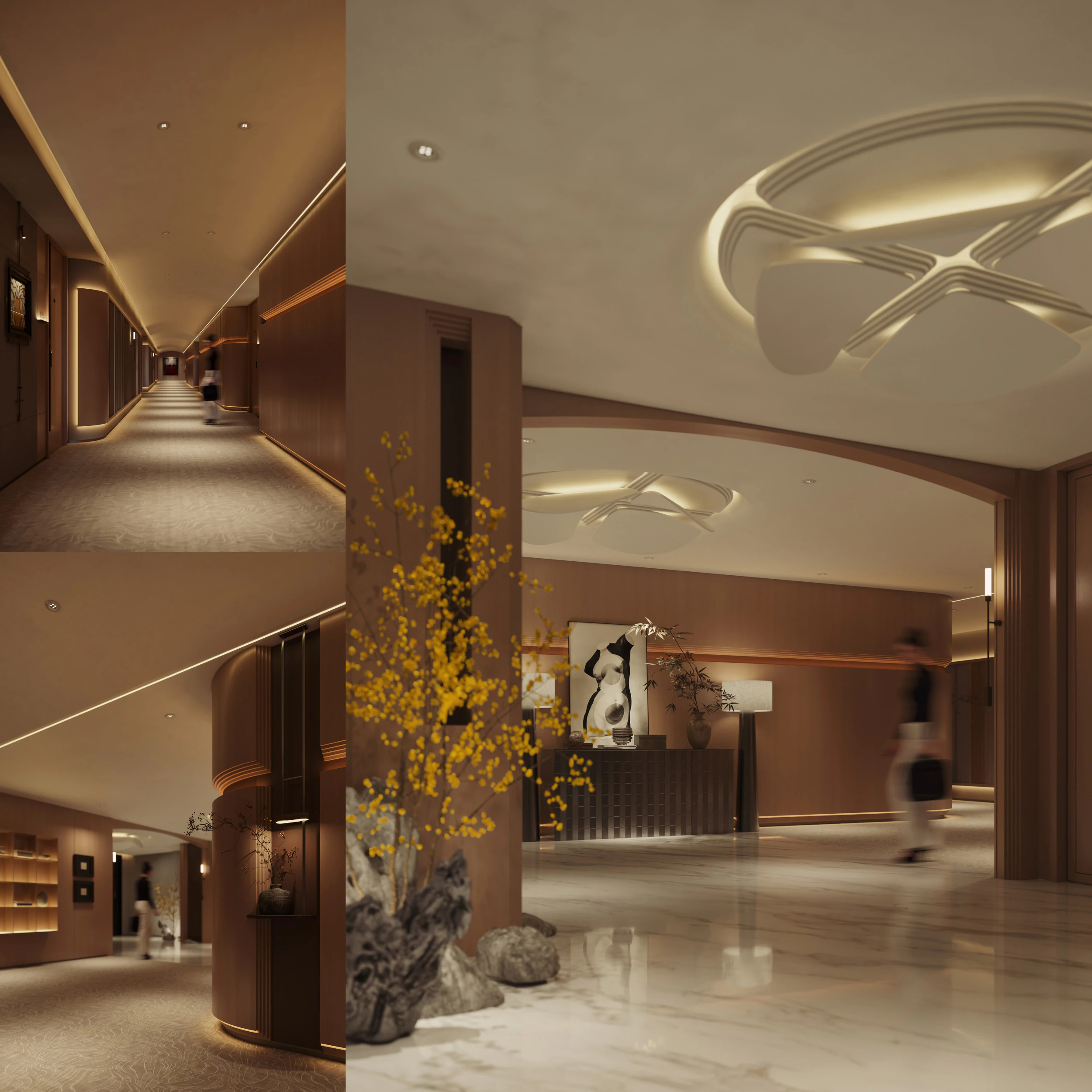 Modern hotel aisle elevator hall-cr 3D Model .c4d .max .obj .3ds .fbx .stl .blend 