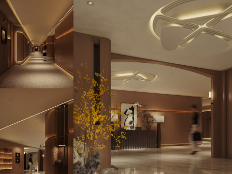 Modern hotel aisle elevator hall-cr 3Dモデル