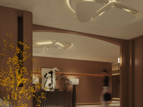 Modern hotel aisle elevator hall-cr Modelo 3D