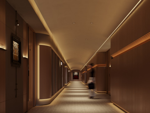 Modern hotel aisle elevator hall-cr Modelo 3D