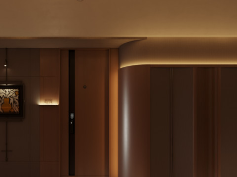 Modern hotel aisle elevator hall-cr Modelo 3D
