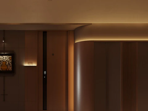 Modern hotel aisle elevator hall-cr 3D Model