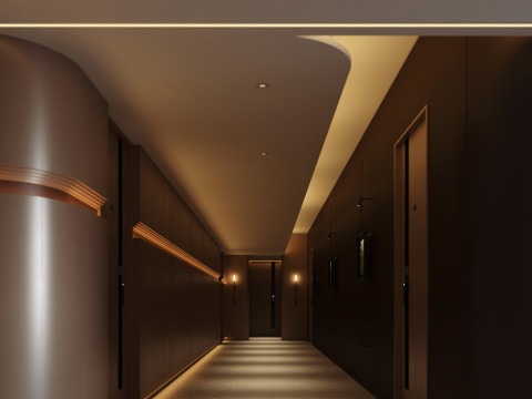 Modern hotel aisle elevator hall-cr Modelo 3D