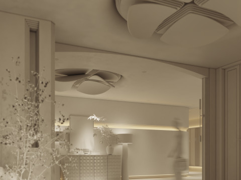 Modern hotel aisle elevator hall-cr Modelo 3D