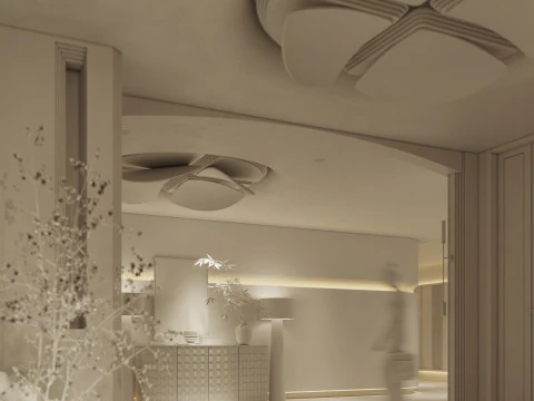 Modern hotel aisle elevator hall-cr 3D Model