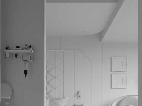 Modern hotel rooms suites bathrooms-cr Modello 3D