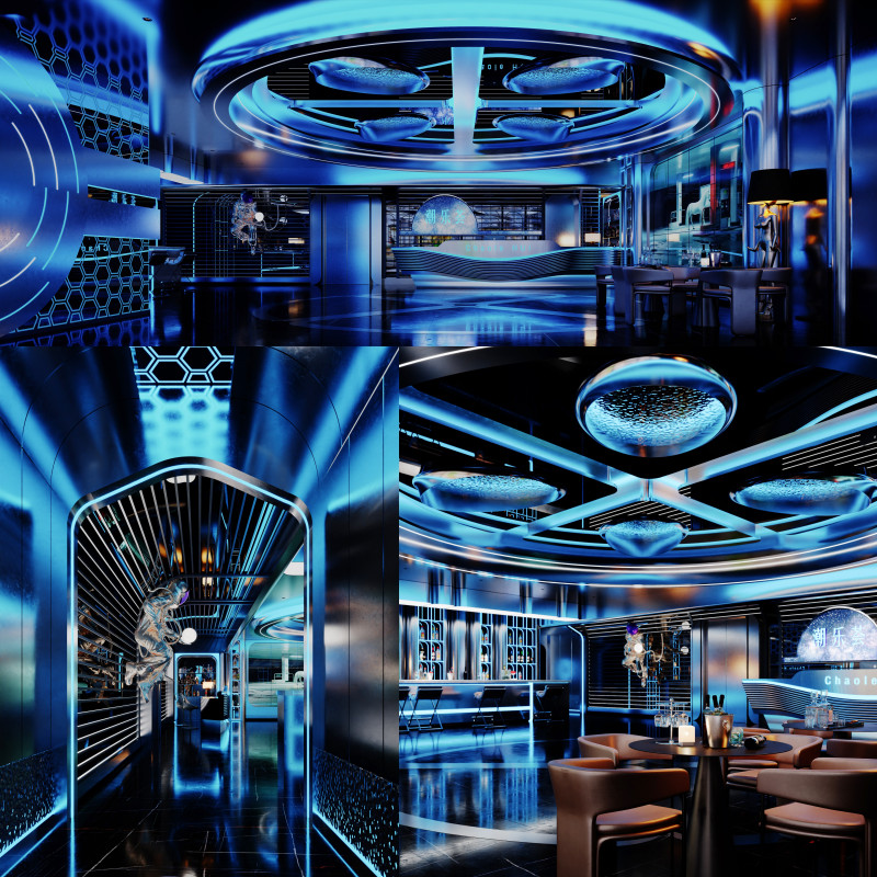 Modern bar music bar futuristic hall hallway aisle 3D Model .c4d .max .obj .3ds .fbx .stl .blend 