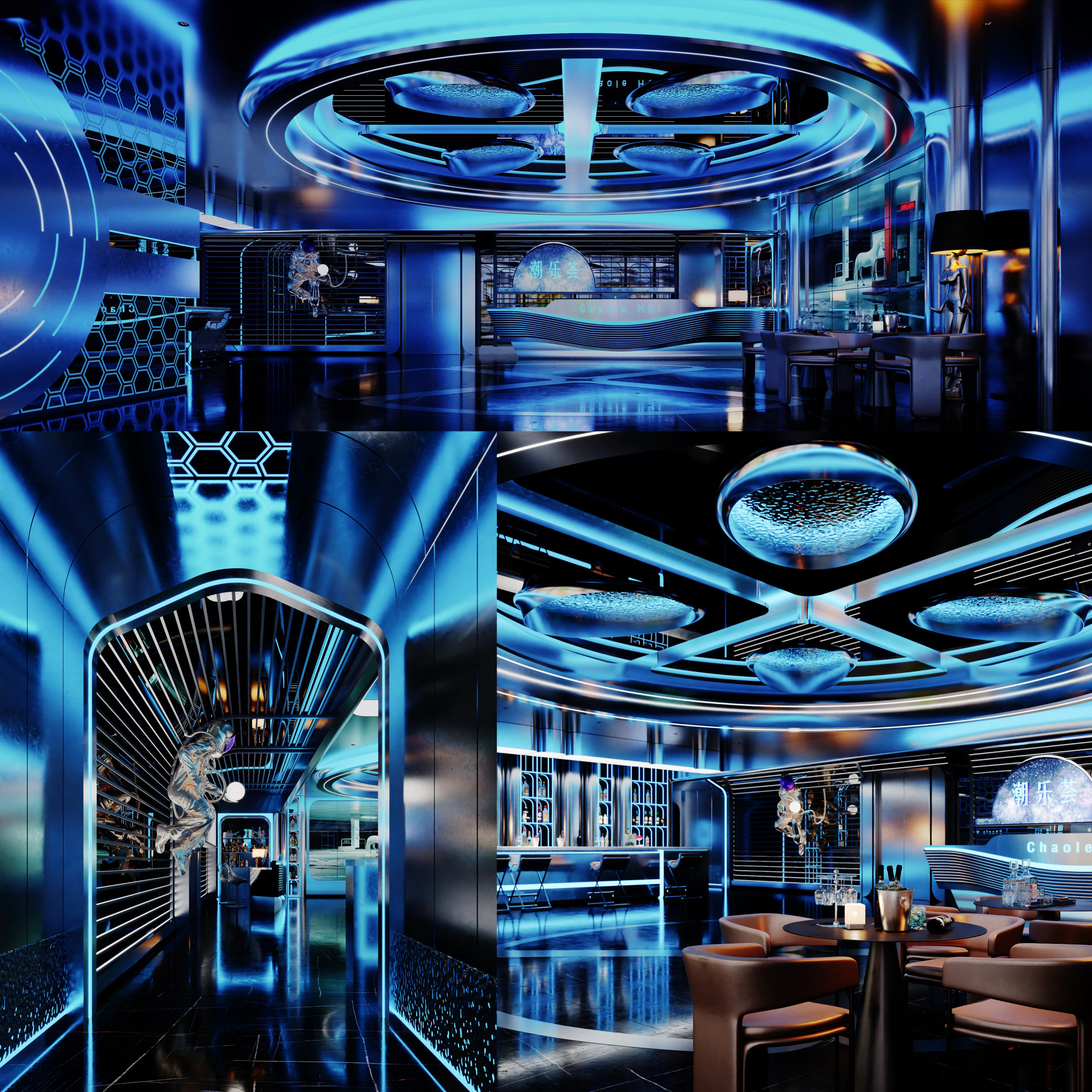 Modern bar music bar futuristic hall hallway aisle 3D Model .c4d .max .obj .3ds .fbx .stl .blend