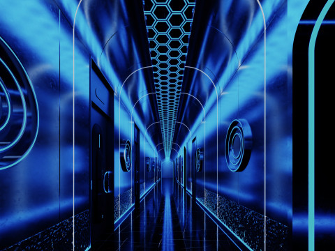 Modern bar music bar futuristic hall hallway aisle 3D Model