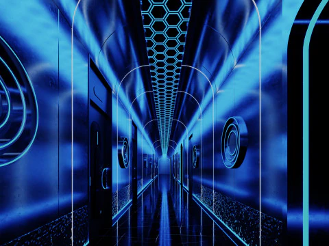 Modern bar music bar futuristic hall hallway aisle 3D Model