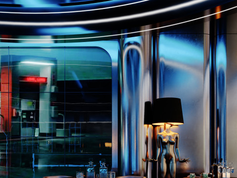 Modern bar music bar futuristic hall hallway aisle 3D Model