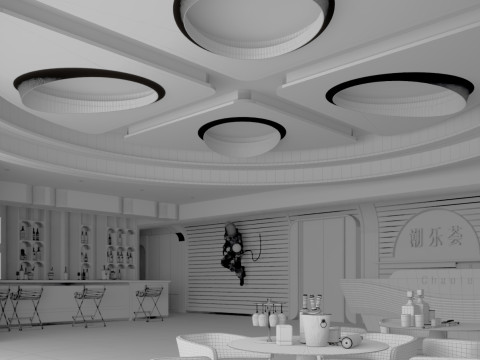 Modern bar music bar futuristic hall hallway aisle 3D Model
