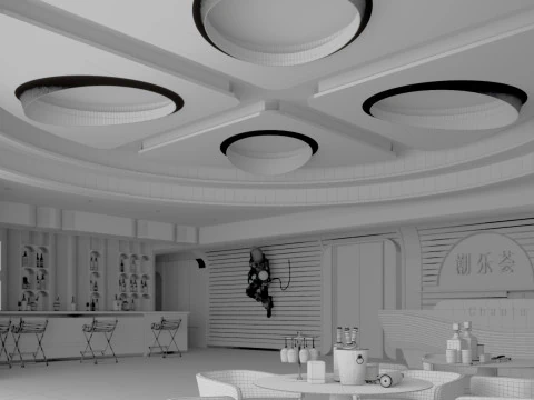 Modern bar music bar futuristic hall hallway aisle 3D Model