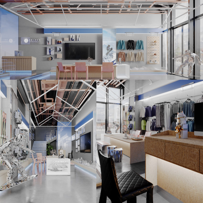 Modern sportswear store Sports outdoor ski equipment-cr 3D Modell .c4d .max .obj .3ds .fbx .stl .blend 