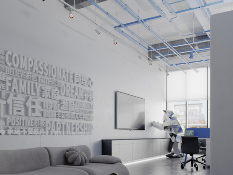 Modern industrial style loft office lobby-cr 3D मॉडल