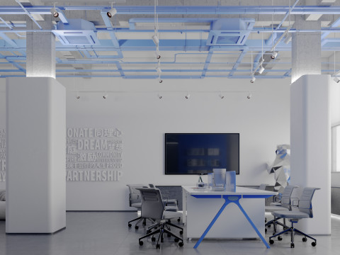 Modern industrial style loft office lobby-cr 3D मॉडल