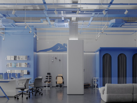 Modern industrial style loft office lobby-cr 3D मॉडल