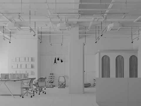 Modern industrial style loft office lobby-cr 3D मॉडल