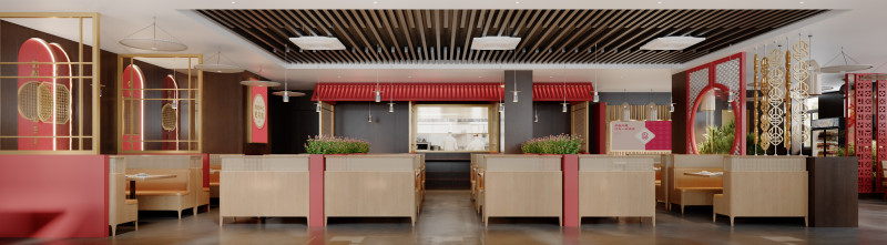 New Chinese style national tide restaurant hall booth 3D मॉडल .c4d .max .obj .3ds .fbx .stl .blend 