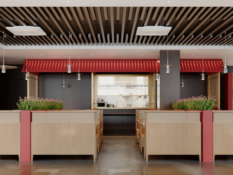 New Chinese style national tide restaurant hall booth 3Dモデル