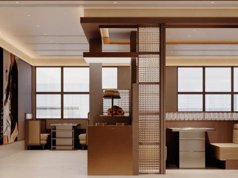 和モダンなダイニングパーテーションブース 3Dモデル