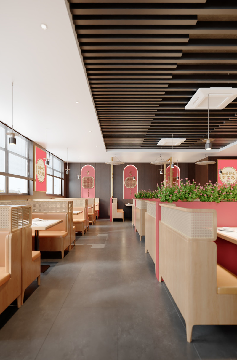 New Chinese dining booth area 3D मॉडल .c4d .max .obj .3ds .fbx .stl .blend