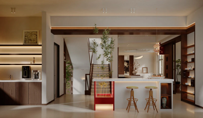 侘び寂び風水バー アイランドテラス 3Dモデル .c4d .max .obj .3ds .fbx .stl .blend 