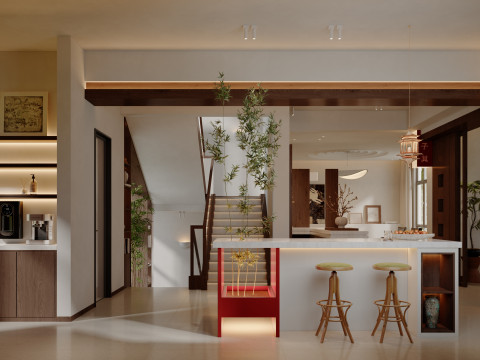 Wabi-sabi feng shui bar island terrace 3Dモデル