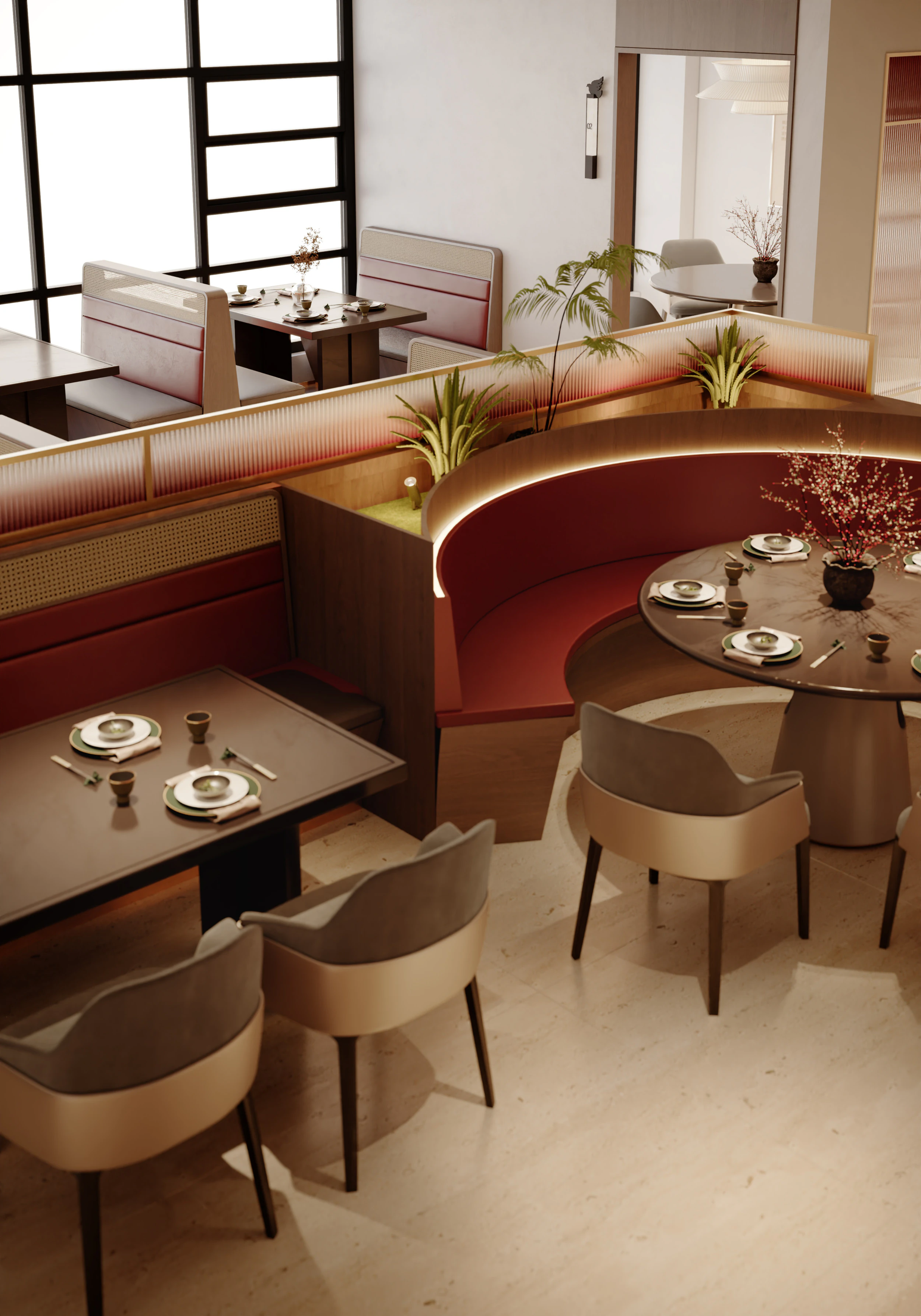 Modern new Chinese dining booth 3D Model .c4d .max .obj .3ds .fbx .stl .blend