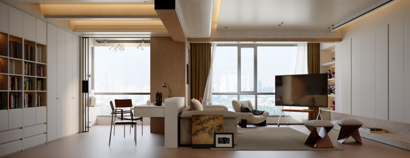Modern and antique living room study balcony 3D Model .c4d .max .obj .3ds .fbx .stl .blend 