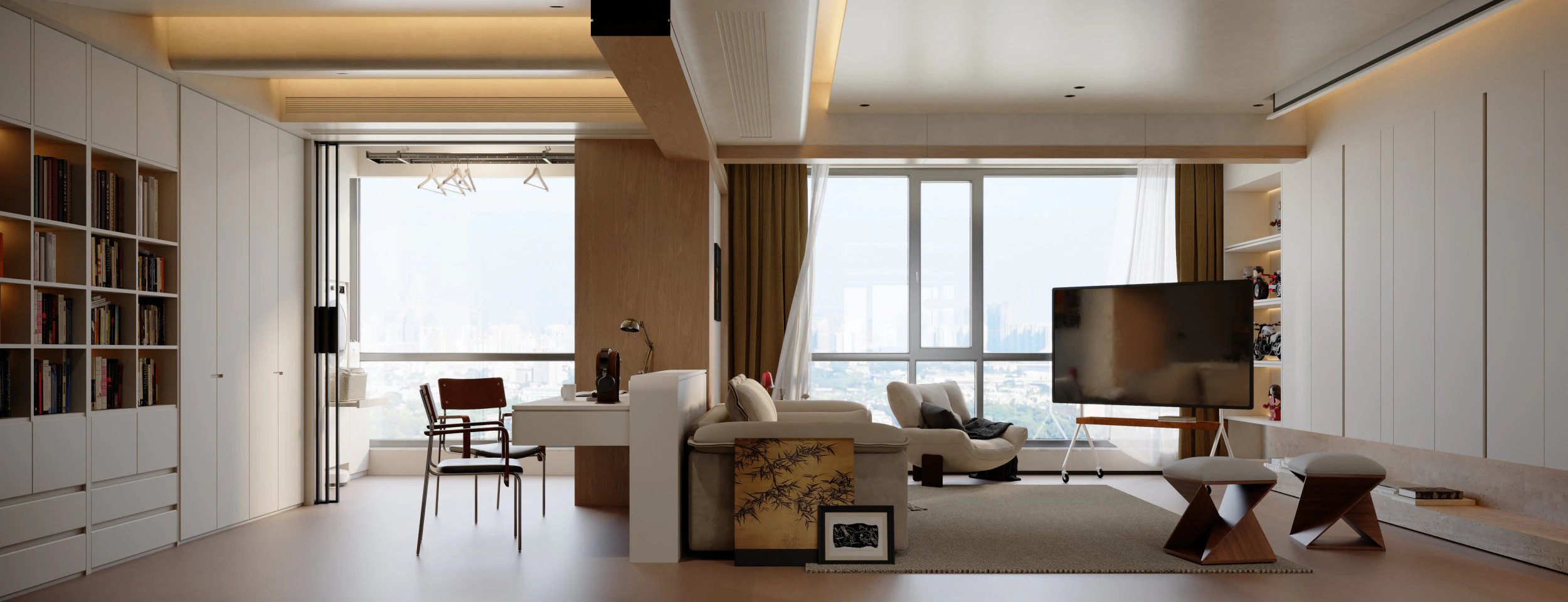 Modern and antique living room study balcony 3D Model .c4d .max .obj .3ds .fbx .stl .blend
