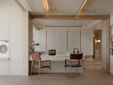 モダンなクリーム スタイルの学習机椅子黒板壁 3Dモデル