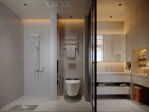 Modern toilets washbasins vanities 3D Model