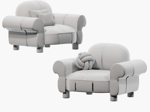 Modern Mondrian Lounge Armchair 3D Model