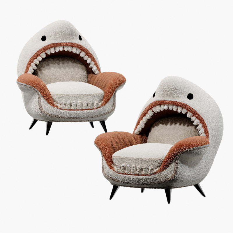 Modern cartoon shark childrens sofa lounge chair Modelo 3D .c4d .max .obj .3ds .fbx .stl .blend 