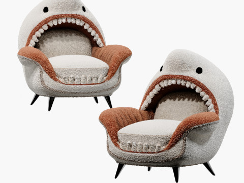 Modern cartoon shark childrens sofa lounge chair 3Dモデル