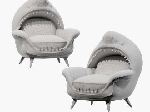 Modern cartoon shark childrens sofa lounge chair Modelo 3D