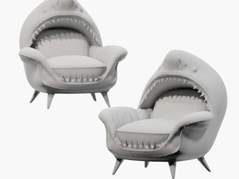 Modern cartoon shark childrens sofa lounge chair 3D Model