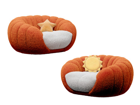 Modern cartoon pumpkin lazy sofa for children 3D Model