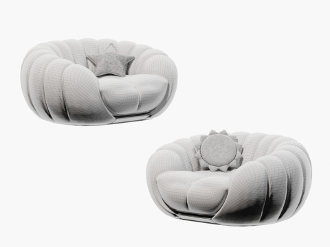 Modern cartoon pumpkin lazy sofa for children 3D 模型