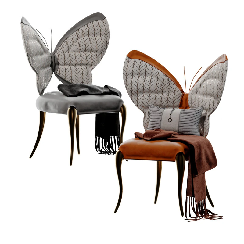 Modern light luxury butterfly dining chair Lounge chair-cr 3D Model .c4d .max .obj .3ds .fbx .stl .blend 