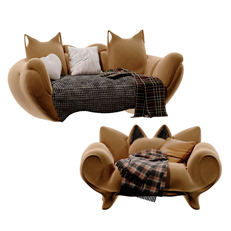 Modern cartoon childrens single sofa Multi-person sofa combination-cr 3D-Modell .c4d .max .obj .3ds .fbx .stl .blend 