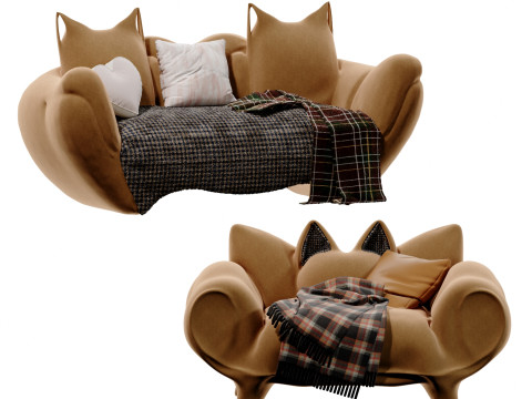 Modern cartoon childrens single sofa Multi-person sofa combination-cr 3Dモデル