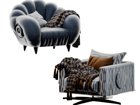 Modern Italian lounge side chairs-cr 3Dモデル