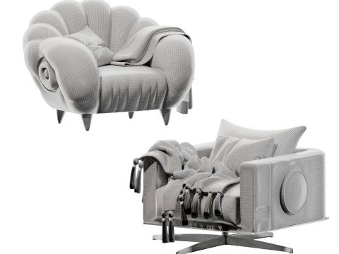 Modern Italian lounge side chairs-cr 3D Model