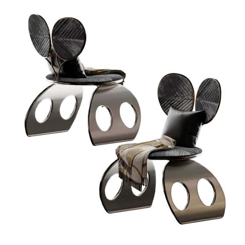 Modern Italian black white and grey lounge chair dining chair-cr 3D Model .c4d .max .obj .3ds .fbx .stl .blend 