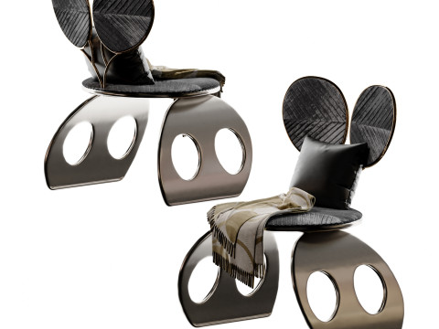 Modern Italian black white and grey lounge chair dining chair-cr 3D Model