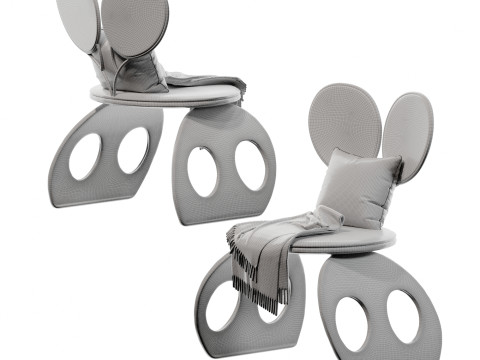 Modern Italian black white and grey lounge chair dining chair-cr 3D Model