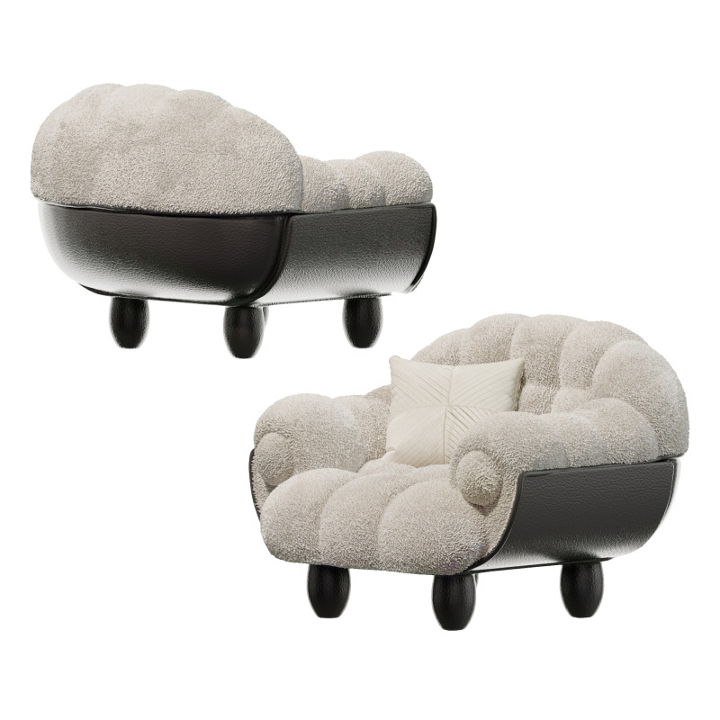 Modern cream lounge chair 3D Model .c4d .max .obj .3ds .fbx .stl .blend 