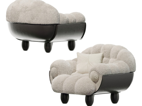 Modern cream lounge chair Modèle 3D